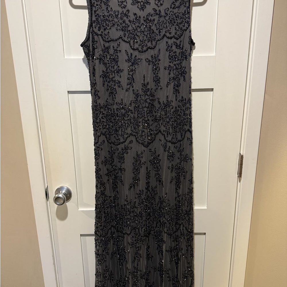 Pisarro Nights Charcoal Beaded Maxi Dress